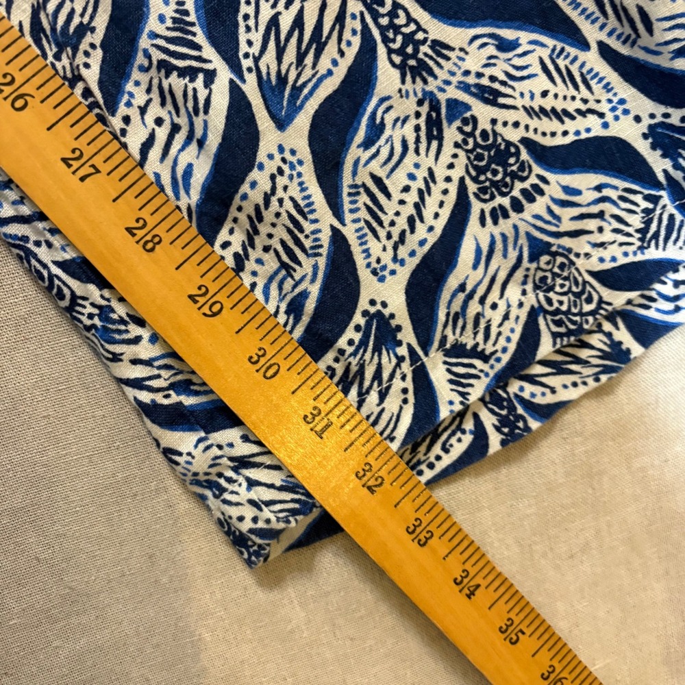 Lilly Pulitzer Palm Print Wide Leg Linen Pants XS Blue White Casual Beach Resort - Picture 5 of 8